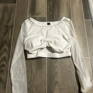 Elegant White Sheer Long Sleeve Top